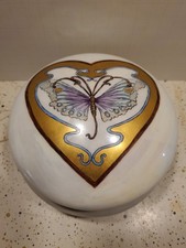 Antique Victoria Austria Art Nouveau Butterfly on Gilded Rims Compact Container picture