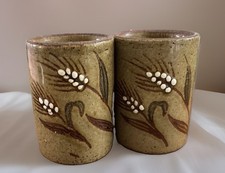 Vtg Set Of 2 Otagiri Handcrafted Stoneware Pottery Juice Tumblers Cups Japan picture
