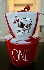 TWO NEW Rae Dunn Valentine’s Day Measuring Cups- Red and Snoopy Peanuts NWT picture