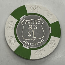 Casino 93 $1 Chip - Jackpot NEVADA - White Green Diecar CIC 1970s picture