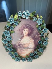 Two's Company Oval Floral Garland Enamel Crystal Picture Frame picture