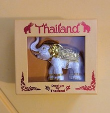 COLLECTIBLE THAILAND WHITE AND GOLD ELEPHANT picture