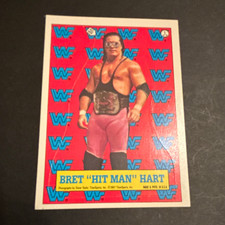 Bret Hitman Hart WWF 1987 Topps Rookie Sticker Card #1 WWE Wrestling RC Fresh picture