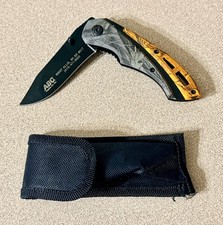 Casselman Folding Pocket Knife ABC Supply Co West Allis WI Camo Handle Blk Blade picture