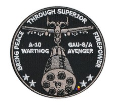 Air Man A-10 Warthog Peace Through Superior Firepower HOOK PATCH 3.5 Inch picture