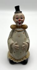 Vintage Ceramic Creepy Smiling & Holding Stomach Circus Clown Bell Figurine picture