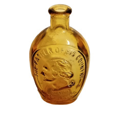 Vtg 1970s WHEATON George Washington The Father of Country Amber Glass 3