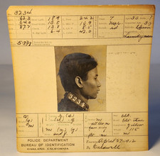 1912 ORIGINAL OAKLAND POLICE BOOKING SHEET OF A CHINESE TONG - GANG WAR? (#6) picture