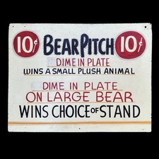 Vintage 1950s Bear Pitch Carnival Game Sign 5¢ 10¢ Wildwood NJ Boardwalk 24 x 32 picture