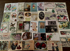 ~Lot of 43 Antique 1900's~Mixed Topics Greetings Postcards~All with stamps-k241 picture