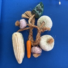 Vintage Hanging Ceramic Vegetables On Jute Rope Farmhouse Decor Mid Century Mod picture
