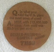 Vintage Dekalb-Pfizer Genetics Seed T 1100 Flying Ear of Corn Leather Coaster picture