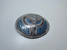 Vintage Native American Eagle Head Dancer Belt Buckle with Turquoise Coral Chips picture