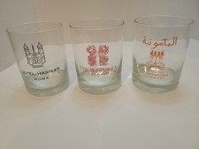 3 Vtg Luxury Hotel Rocks Glasses Peninsula Hong Kong Hassler Roma Mamounia... picture