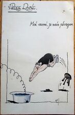 Menu: 1944 Hand-Drawn/Original Art - Man Diving, Art Deco, Artist-Signed picture