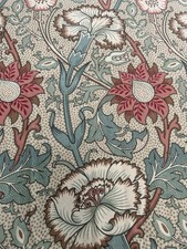 Vintage William Morris Sanderson Pink and Rose Fabric 1996 BTY Linen Blend picture