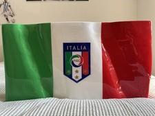 Italy Soccer Club Flag (FIGC) - Hand Carved Wavy Wood Flag With Epoxy Coating. picture