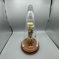 Franz Hermle Leyton Skeleton Mechanical Brass Clock W/ Conical Glass Germany picture