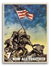“Now . . . All Together” 1945 Vintage Style World War 2 Poster - 24x32 picture