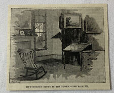 1885 magazine engraving ~ NATHANIEL HAWTHORNE'S STUDY IN THE TOWER picture