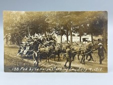 1910 LA HARPE Illinois JULY 4th CELEBRATION Mule Team Real PHOTO Postcard RPPC picture