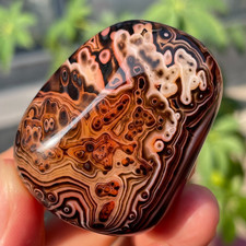 65g Natural Banded Agate Carnelian Polished Palm Stone Crystal Specimem Healing picture