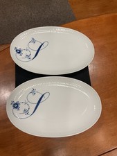 Royal Copenhagen fluted oval dish alphabet collection with h/p blue initial “S” picture