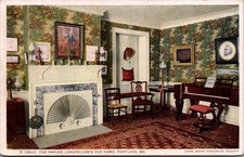 Longfellow's Old Home Parlor Postcard Portland ME Detroit Publishing PHOSTRINT picture