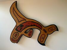 Pacific Northwest Coast Painted Wood Tribal Whale Orca Totem Wall Plaque picture
