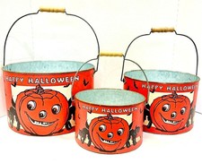 Halloween Treat Bucket Set Vintage Style picture