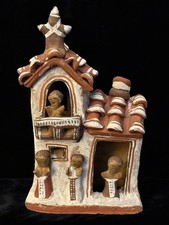 Vtg Red Clay FOLK ART Peruvian Terra Cotta Pottery Mission Church 7+” picture