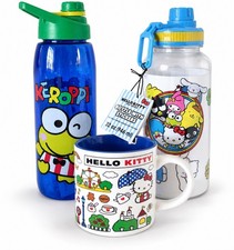 Sanrio Silver Buffalo Hello Kitty & Friends Keroppi Water Bottles & Mug Lot NWT picture
