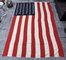 Antique 45 Star American Flag 90x136 Huge Sewn Stars Utah Statehood Era Rare picture