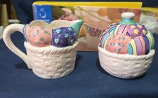 Vtg Spring Easter Sugar & Creamer Set of Two Easter Patade  picture