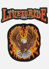 LIVE TO RIDE BIG EAGLE 30 CM JACKET BACK IRON ON EMBROIDERED 2 PCS SET picture