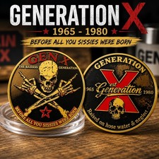 Generation X Challenge Coin Gen X 1965-1980 Collectible Skull Novelty... picture