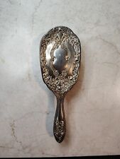 Ornate Silver Hairbrush Vintage Decorative Victorian Vanity Hair Brush picture