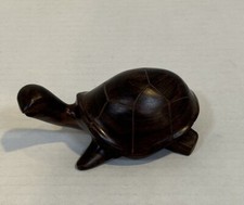 Hand Carved Wooden Turtle / Tortoise Figure hard dark polished wood picture