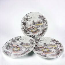 Vintage Yorkshire Staffordshire Ironstone England Farm Engraved Plate Dish Set 3 picture