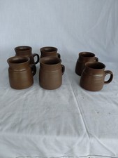 Vintage DENBY LANGLEY 4 CUP COFFEE MUGS SET 1970'S Mayflower Pattern England picture