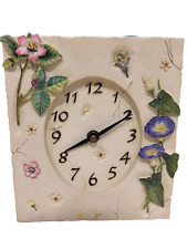 Floral Novelty Morning Glory Garden Flowers Ceramic Battery Wall Clock Vintage picture
