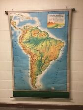 VINTAGE RAND McNALLY SIMPLIFIED MERGED RELIEF PULL DOWN CLOTH MAP M200 picture