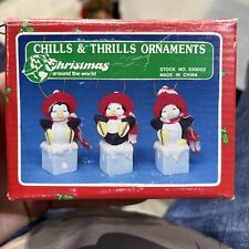 Christmas Around the World Penguins Ice Cube Figurine Ornaments Set of 3 picture