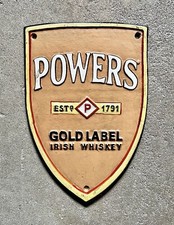 POWERS Gold Label Irish Whiskey Cast Iron Wall Sign, 11.5” x 8” picture