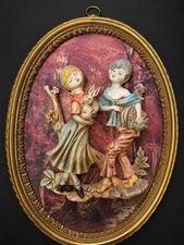 Vintage Empire Italy 3D Two Ladies Oval Wall Plaque Ref 829 picture