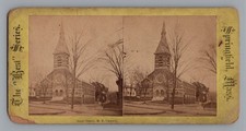 Antique Stereoview State Street ME Church Springfield Mass Whitney Adams 1870s picture