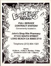 Postcard Advert USPS Contract Station in John's Shop Rite Pharmacy Long Beach CA picture