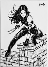 X-23 Wolverine - 9x12 Inked Original Art by Noelio + COA - NOT a Print picture