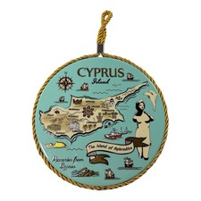 Cyprus Island of Aphrodite Map Souvenir Wall Plaque Memories from Cyprus Decor picture