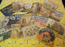 Set of 16 LARGE Vintage/Victorian Bee/Honey Bee images printed on aged paper picture